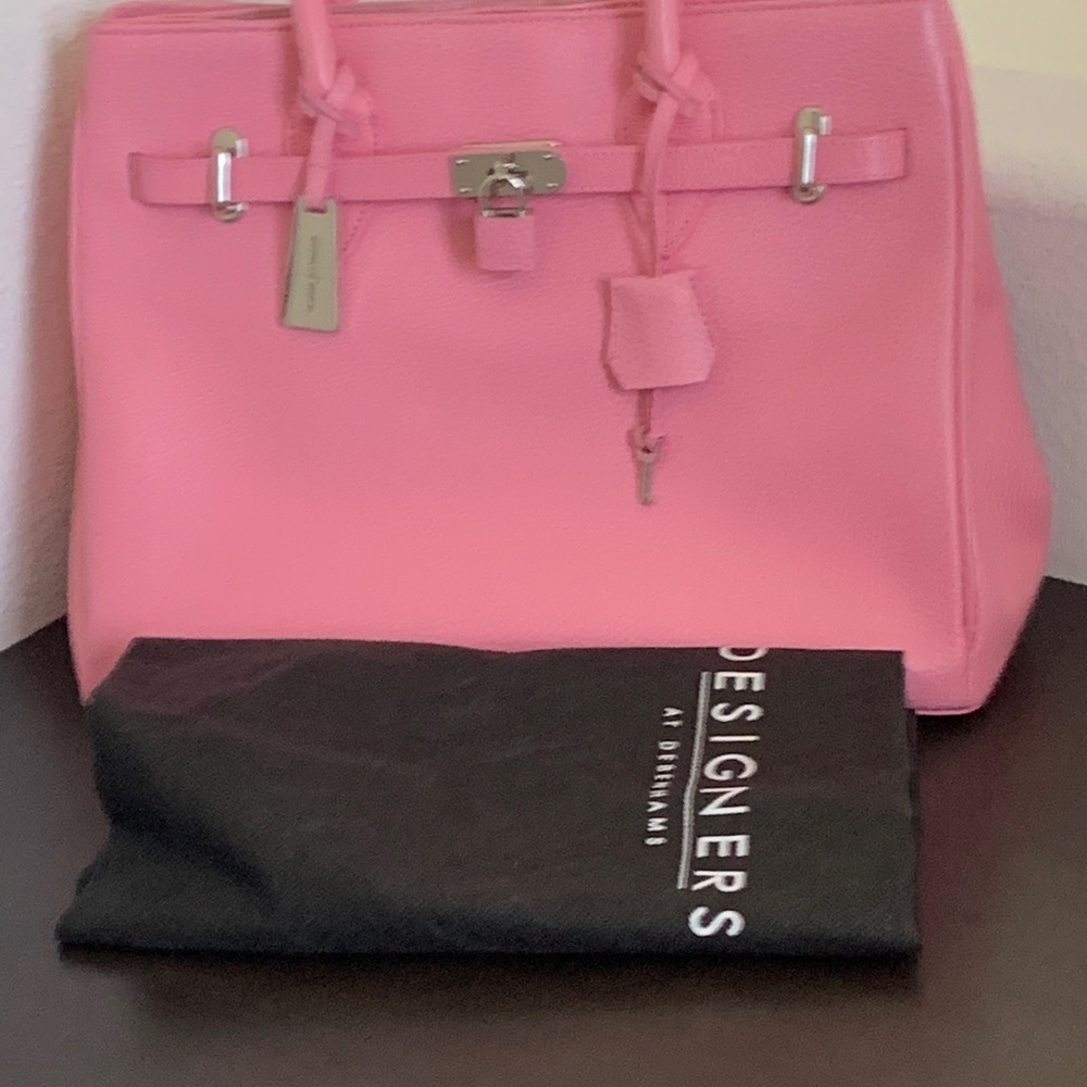 Vintage JASPER CONRAN Pink Leather Satchel with dust bag. - Picture 14 of 16